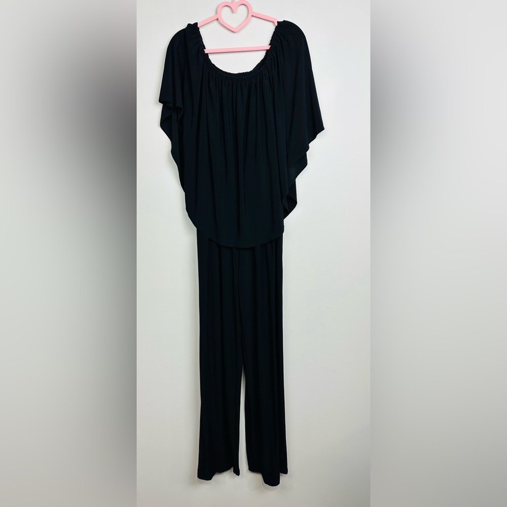 MARINA Off Shoulder Classic Black Jumpsuit Size 10